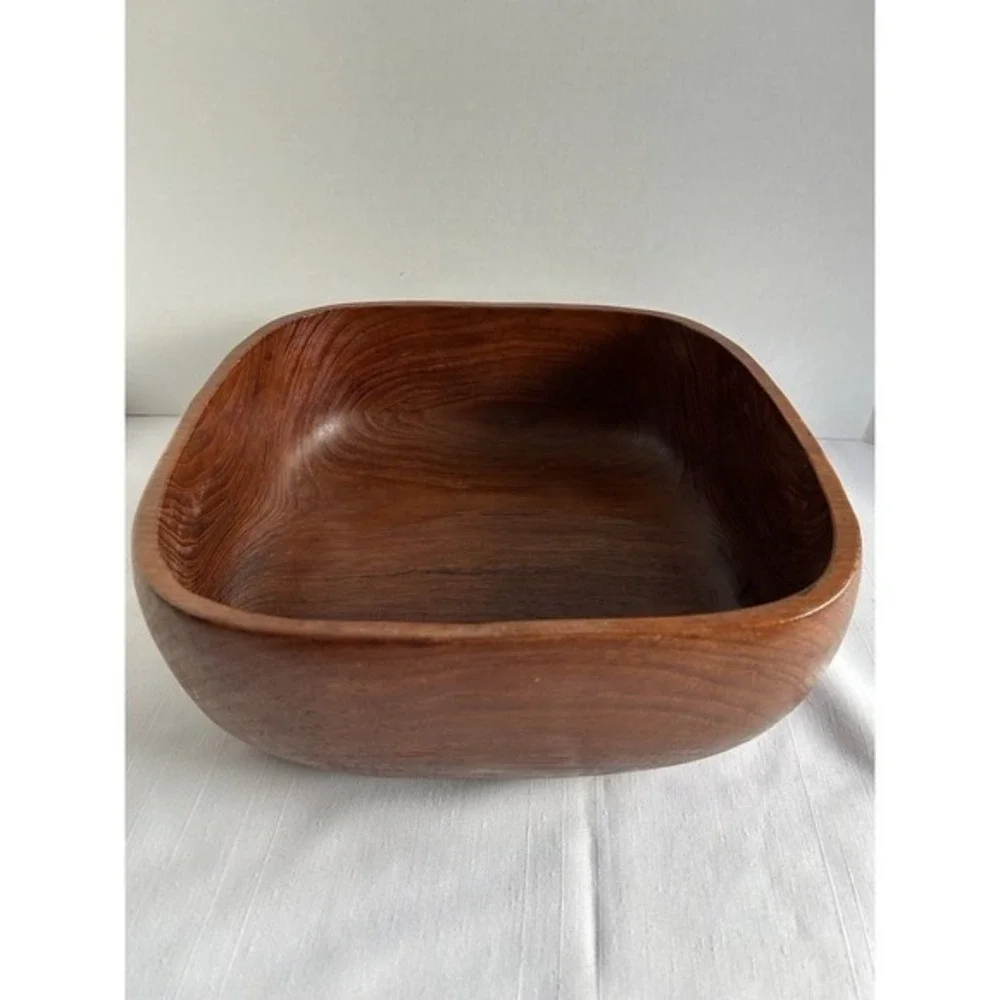 Mid Century Modern Solid Wood Serving Bowl 11